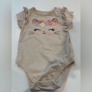 6/$20 Adorable Tan Cat Face Baby Onesie